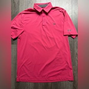 Mens Under Armour HeatGear Performance Golf Polo Shirt Pink